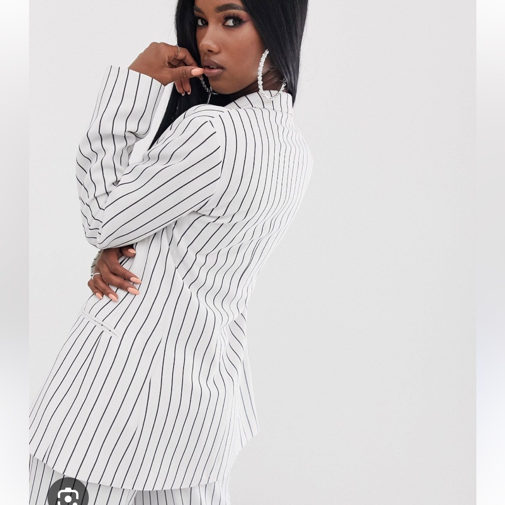 NWT ASOS Design white pinstripe suit blazer size us 2 - Picture 2 of 5